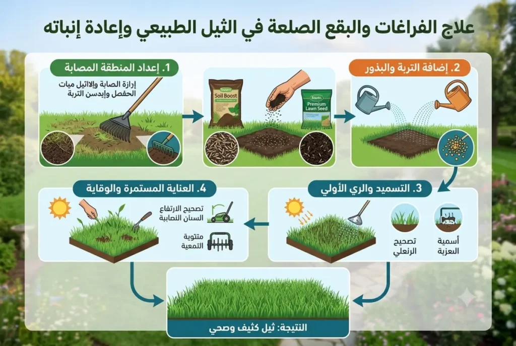 خطوات علاج الفراغات في الثيل الطبيعي