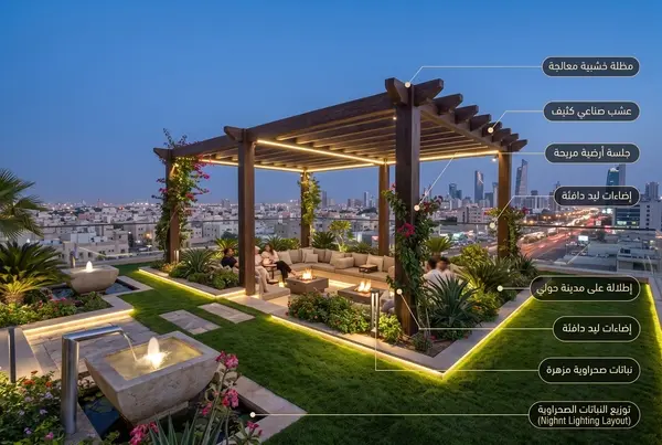 تصميم حديقة فوق سطح منزل في حولي