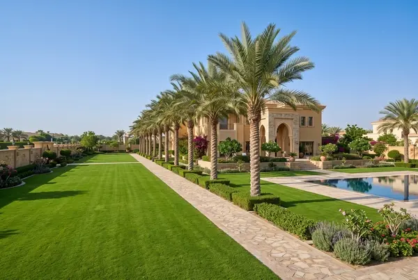 صورة واسعة حديقة منزلية فاخرة الكويت